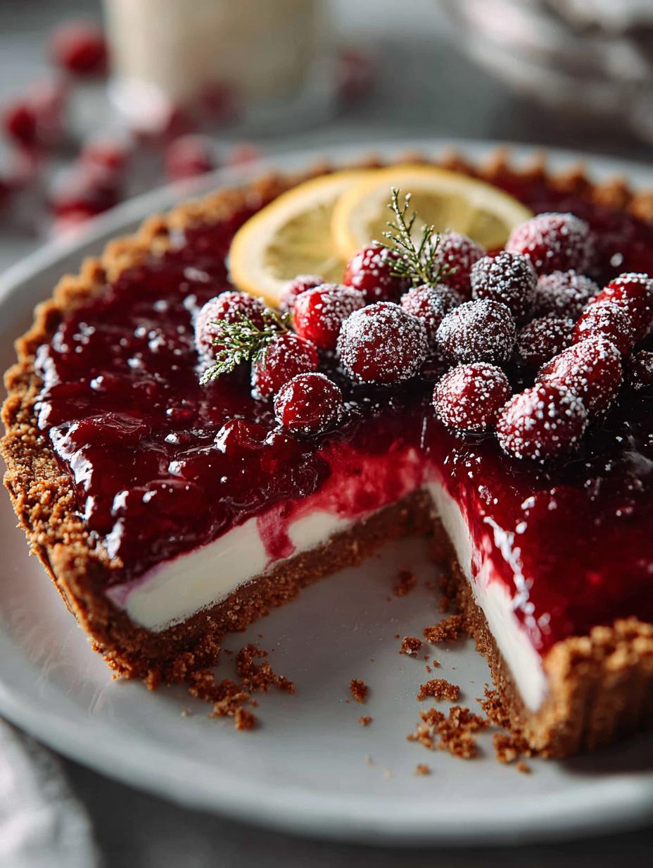 Cranberry Orange Pie with Gingersnap Crust Delight - Cranberry Orange Pie with - main visual representation