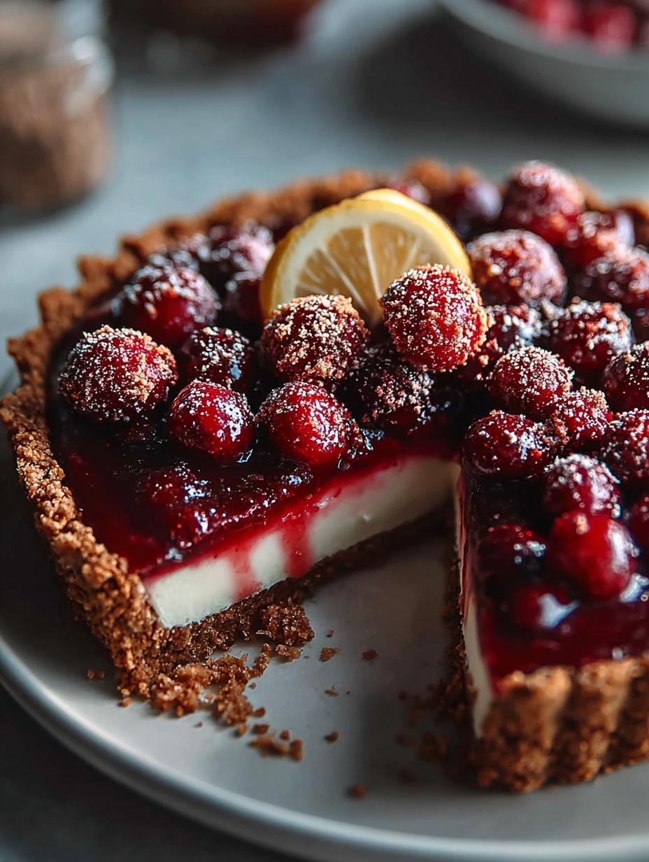 Cranberry Orange Pie with Gingersnap Crust Delight - Cranberry Orange Pie with - additional detail