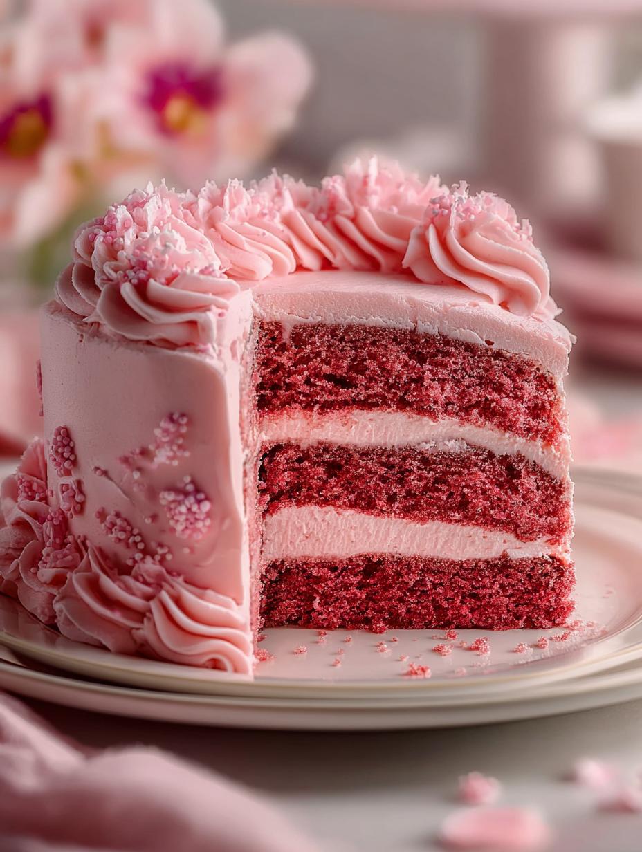 Decadent Pink Velvet Cake for Special Occasions - Pink Velvet Cake - main visual representation