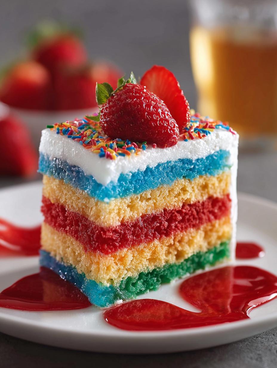 Delightful Rainbow Jello Cake for Festive Celebrations - Rainbow Jello Cake - additional detail
