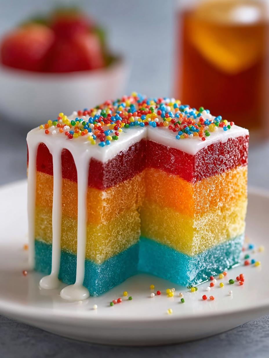 Rainbow Jello Cake