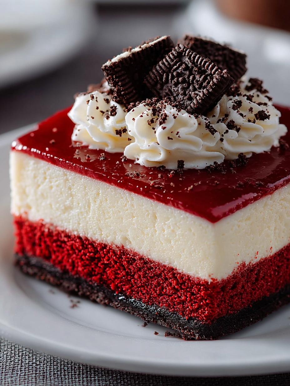 Red Velvet Cheesecake with Oreo Crust for the Holidays - Red Velvet Cheesecake with - main visual representation
