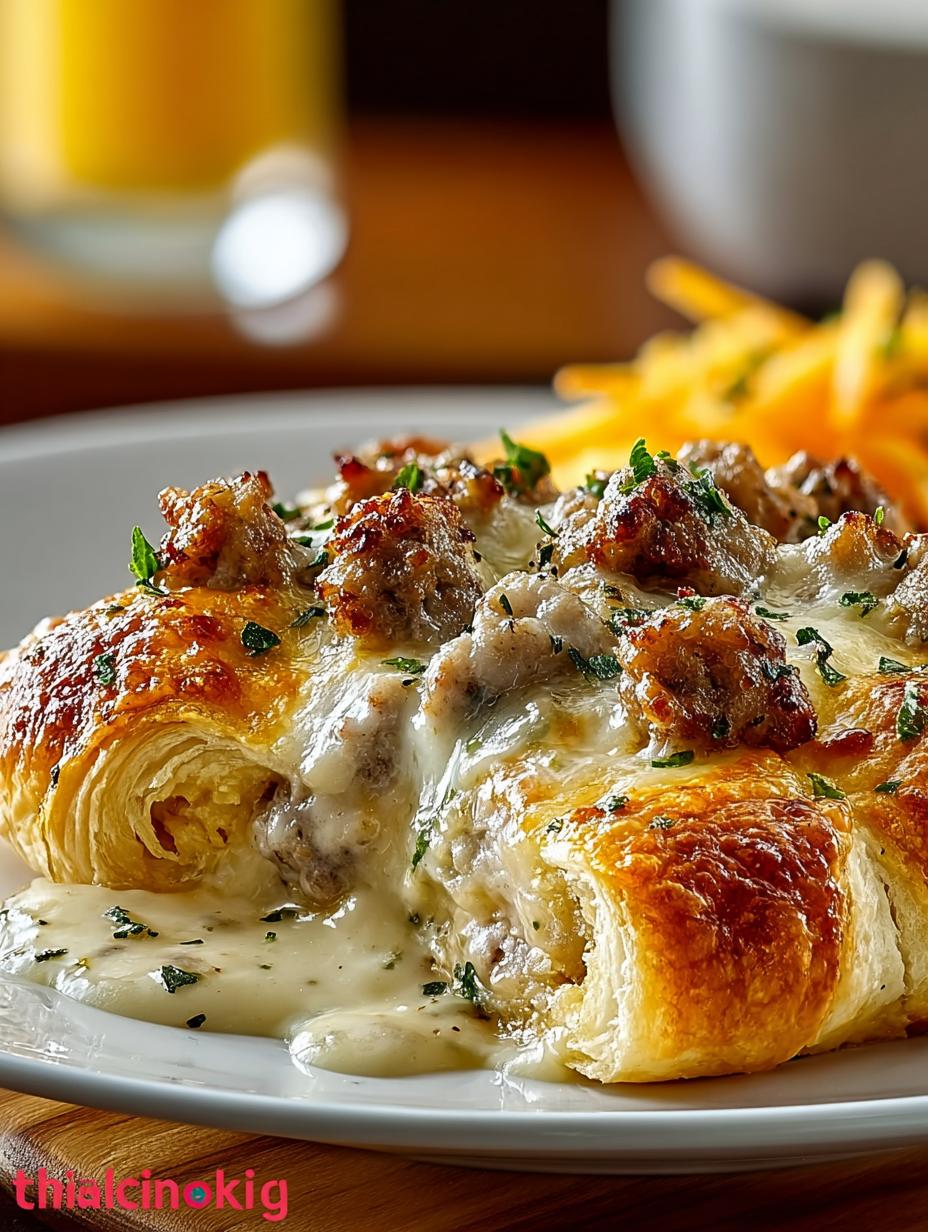 Sausage Gravy Crescent Roll Breakfast Pizza Recipe - Sausage Gravy Crescent Roll - main visual representation