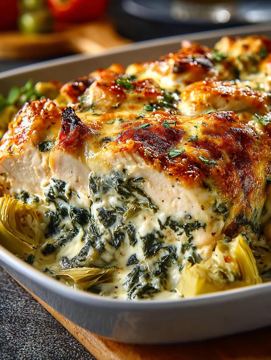 Irresistible Spinach Artichoke Chicken Casserole Recipe - Spinach Artichoke Chicken Casserole - main visual representation