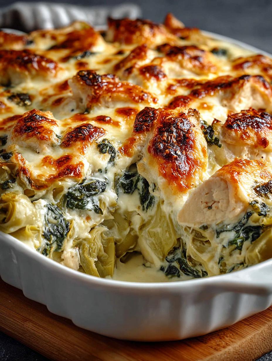 Irresistible Spinach Artichoke Chicken Casserole Recipe - Spinach Artichoke Chicken Casserole - additional detail