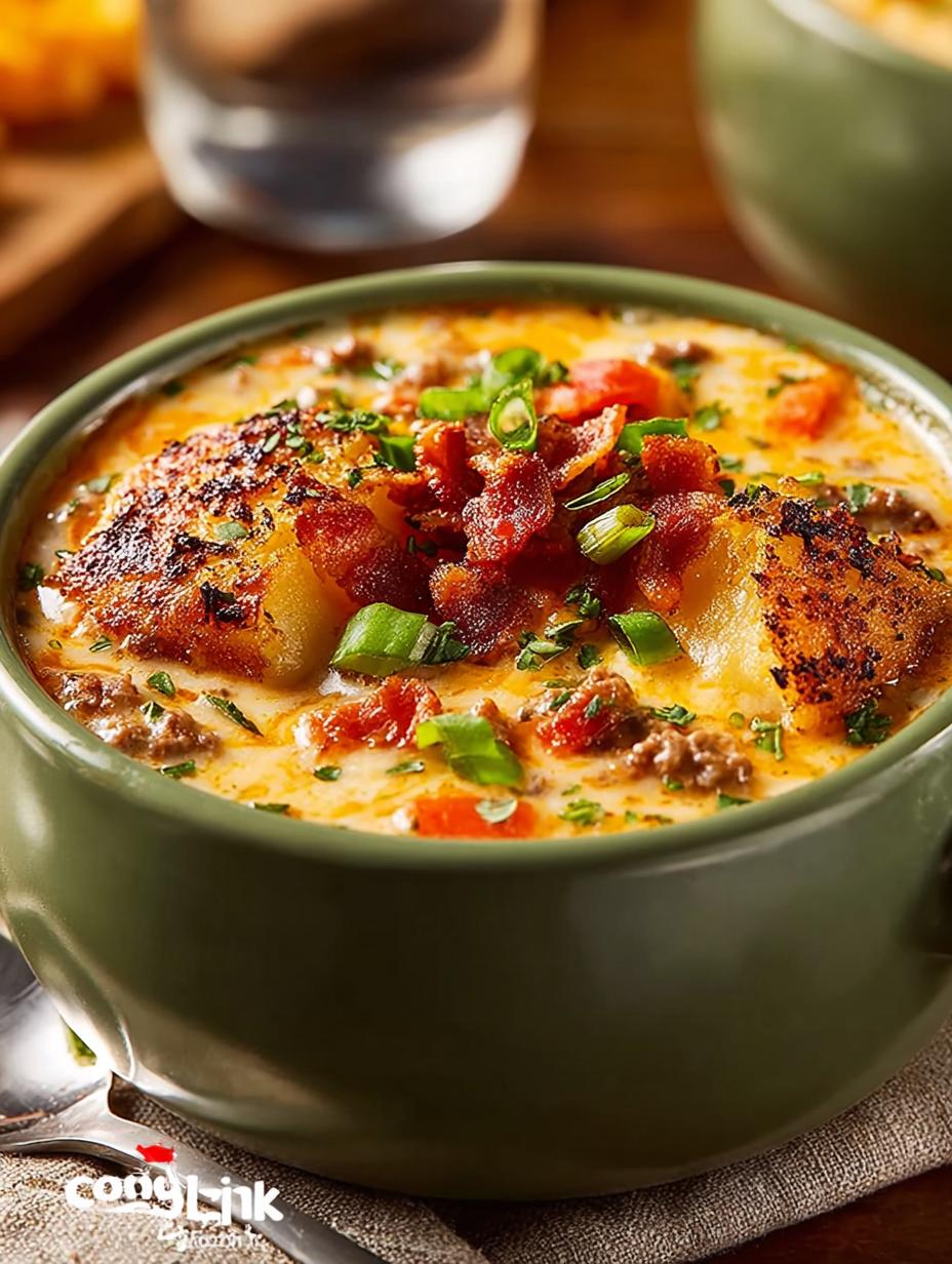 Homemade Cheeseburger Soup with Baby Potatoes Comfort - Cheeseburger Soup with Baby - additional detail