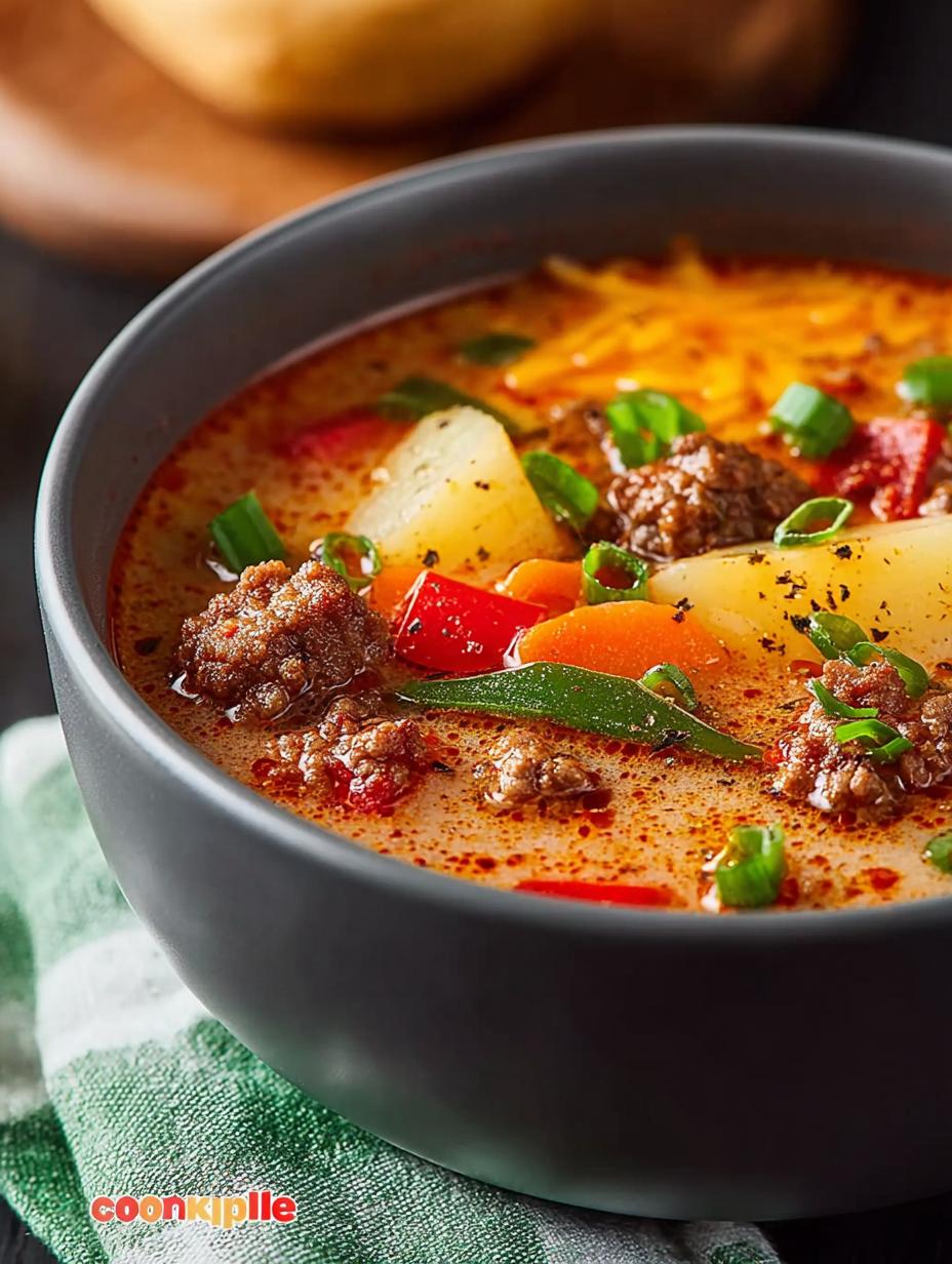 Cheeseburger Soup with Baby