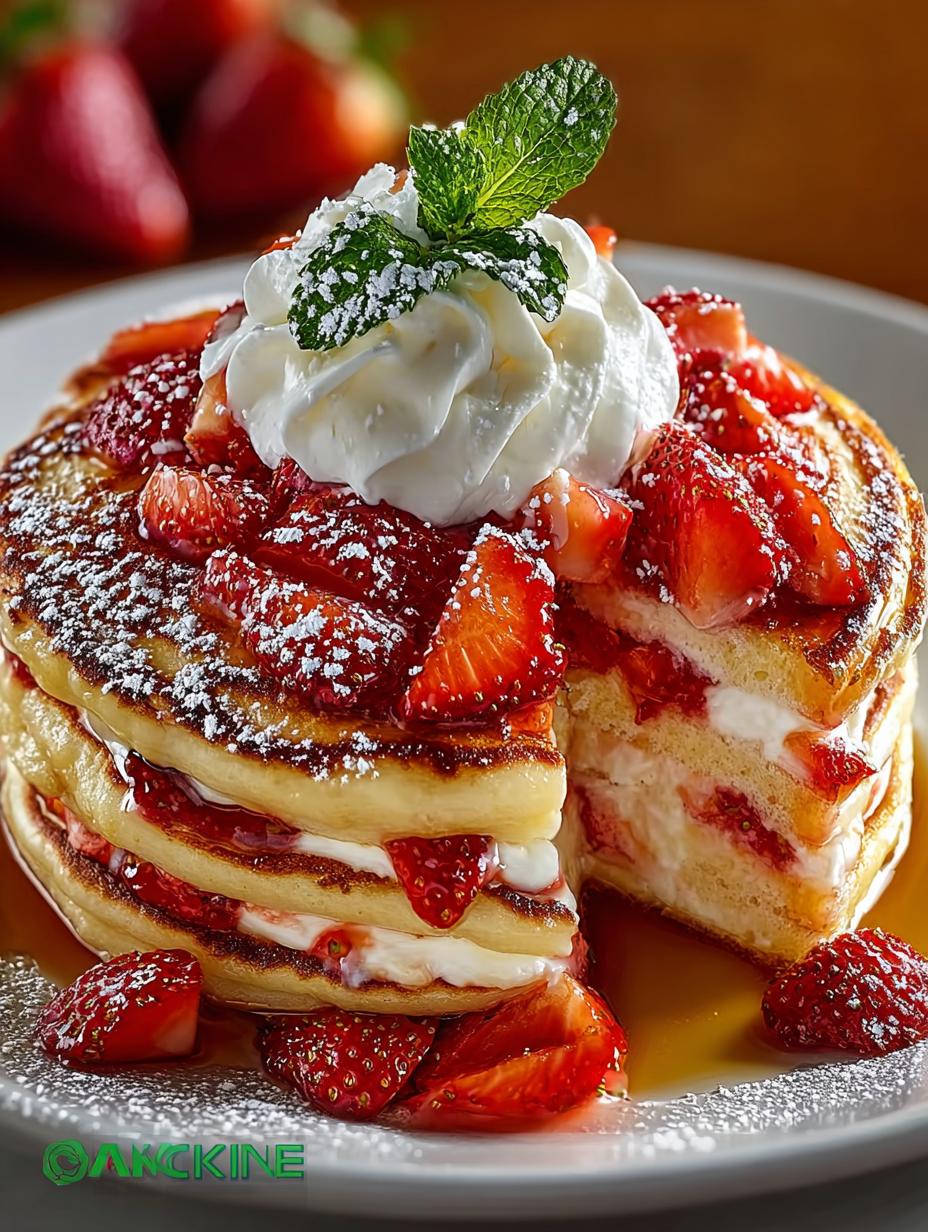 Fluffy Strawberry Cheesecake Pancakes: A Sweet Delight - Fluffy Strawberry Cheesecake Pancakes - main visual representation