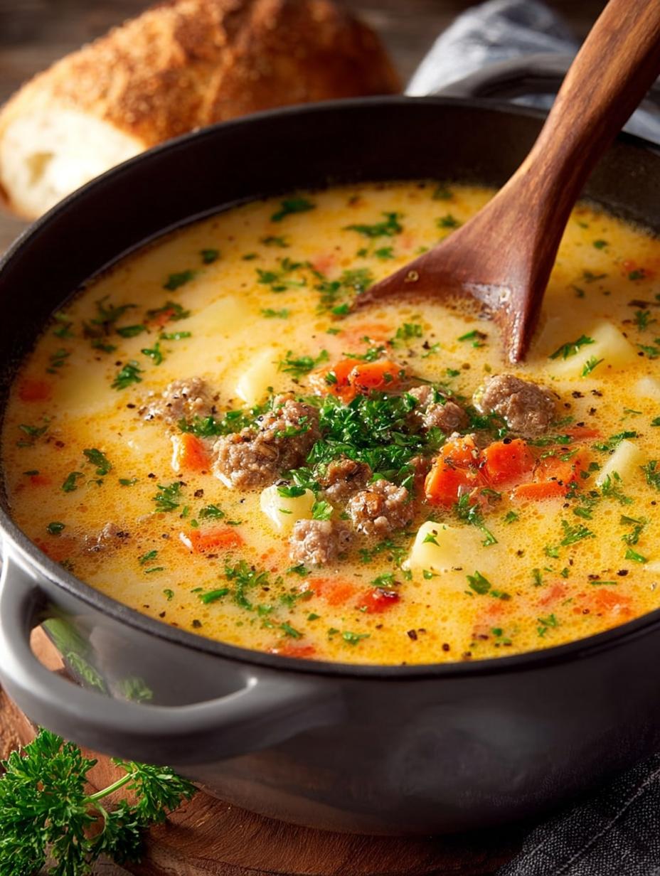 Healthy Cheeseburger Soup