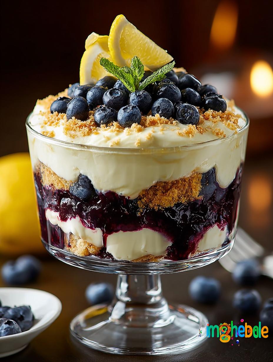 Delicious Lemon Blueberry Cheesecake Trifle Recipe - Lemon Blueberry Cheesecake Trifle - additional detail