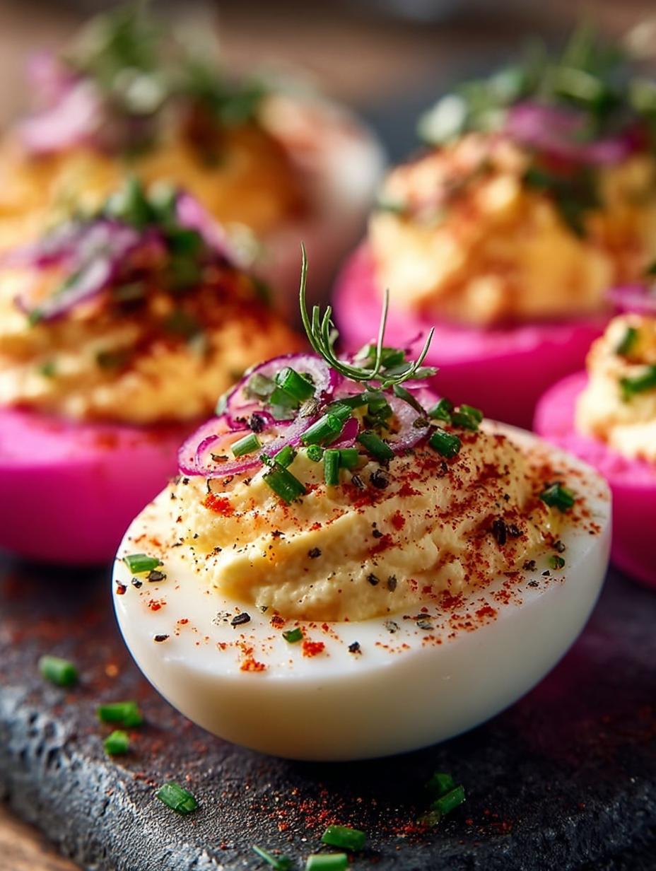 Stunning Pink Deviled Egg Recipe for Elegant Entertaining - Pink Deviled Egg - additional detail