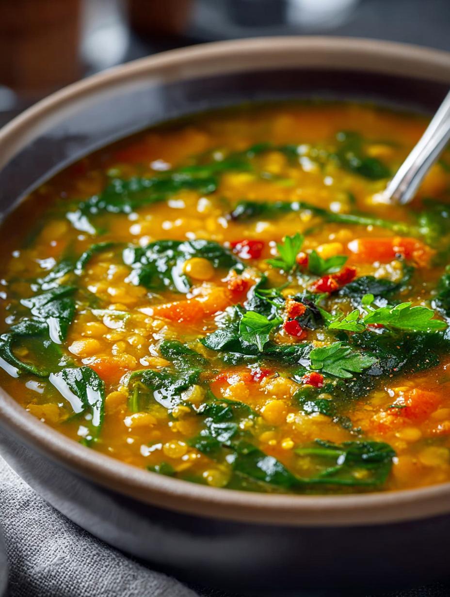 Red Lentil Spinach Soup