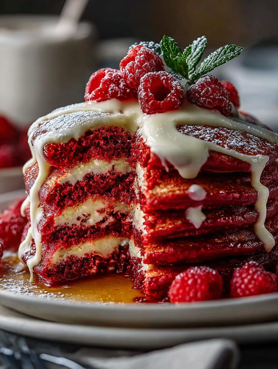 Irresistible Red Velvet Pancakes for a Dreamy Breakfast - Red Velvet Pancakes - main visual representation