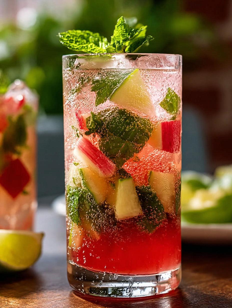 Refreshing Rhubarb Mint Mojito Recipe for Hot Days - Rhubarb Mint Mojito - main visual representation
