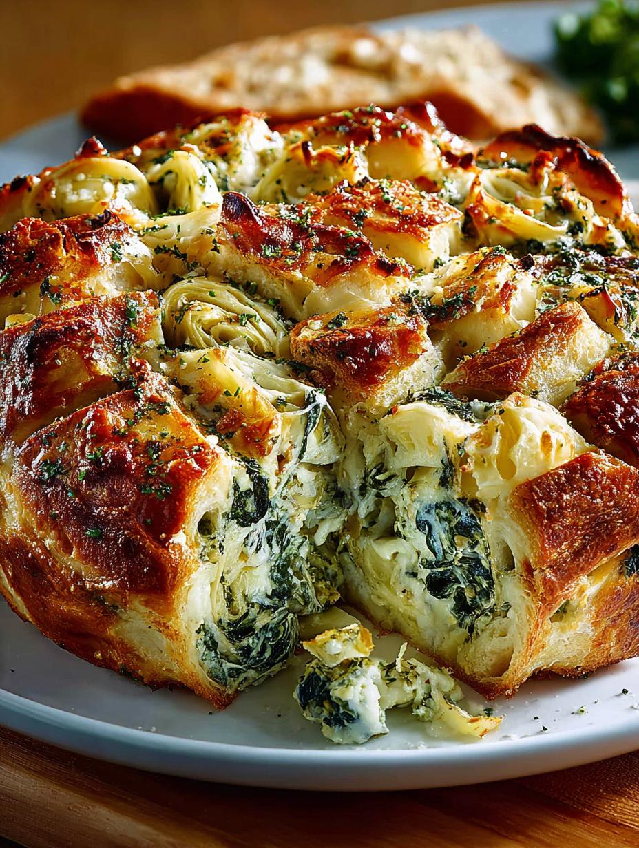 Irresistible Spinach Artichoke Pull Apart Bread Recipe - Spinach Artichoke Pull Apart - main visual representation