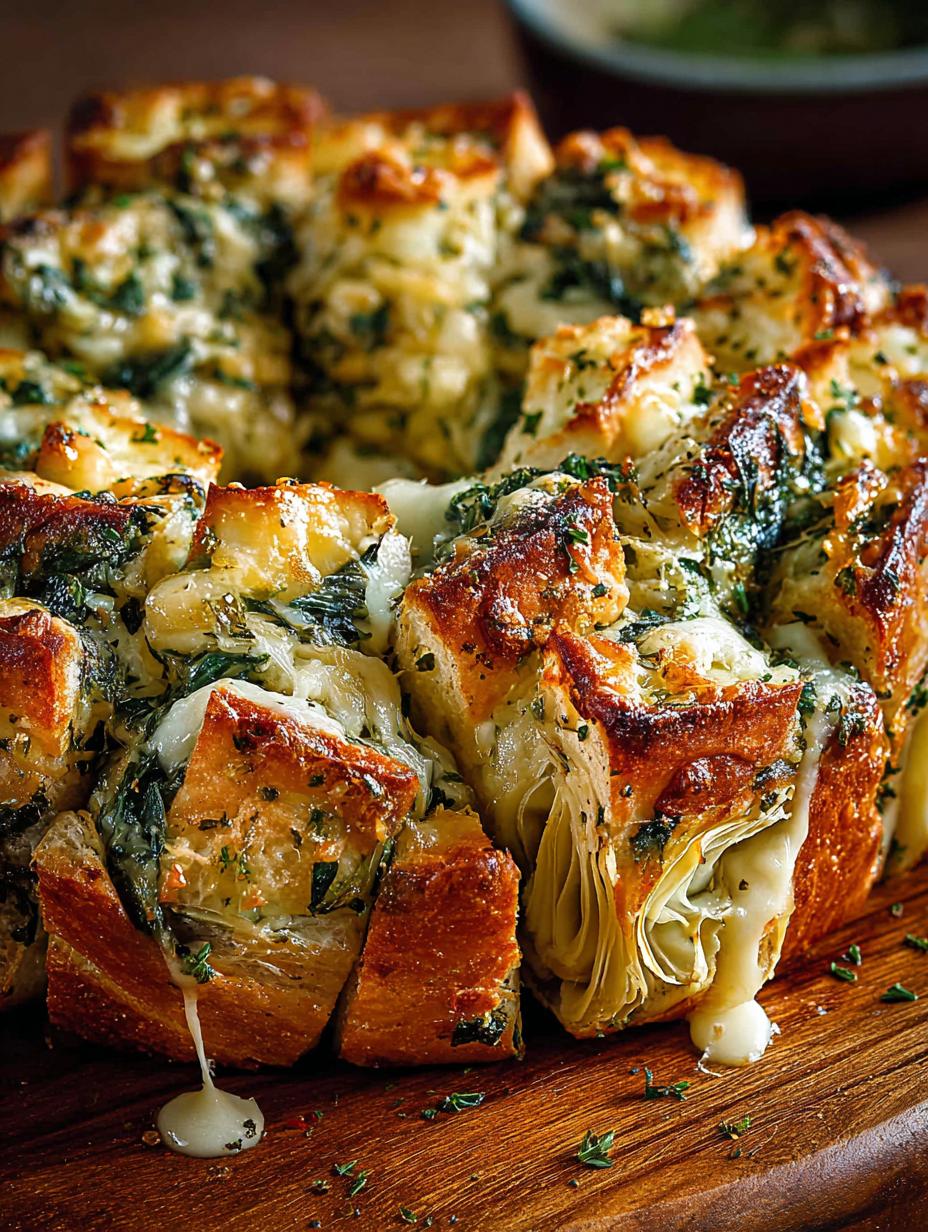 Irresistible Spinach Artichoke Pull Apart Bread Recipe - Spinach Artichoke Pull Apart - additional detail