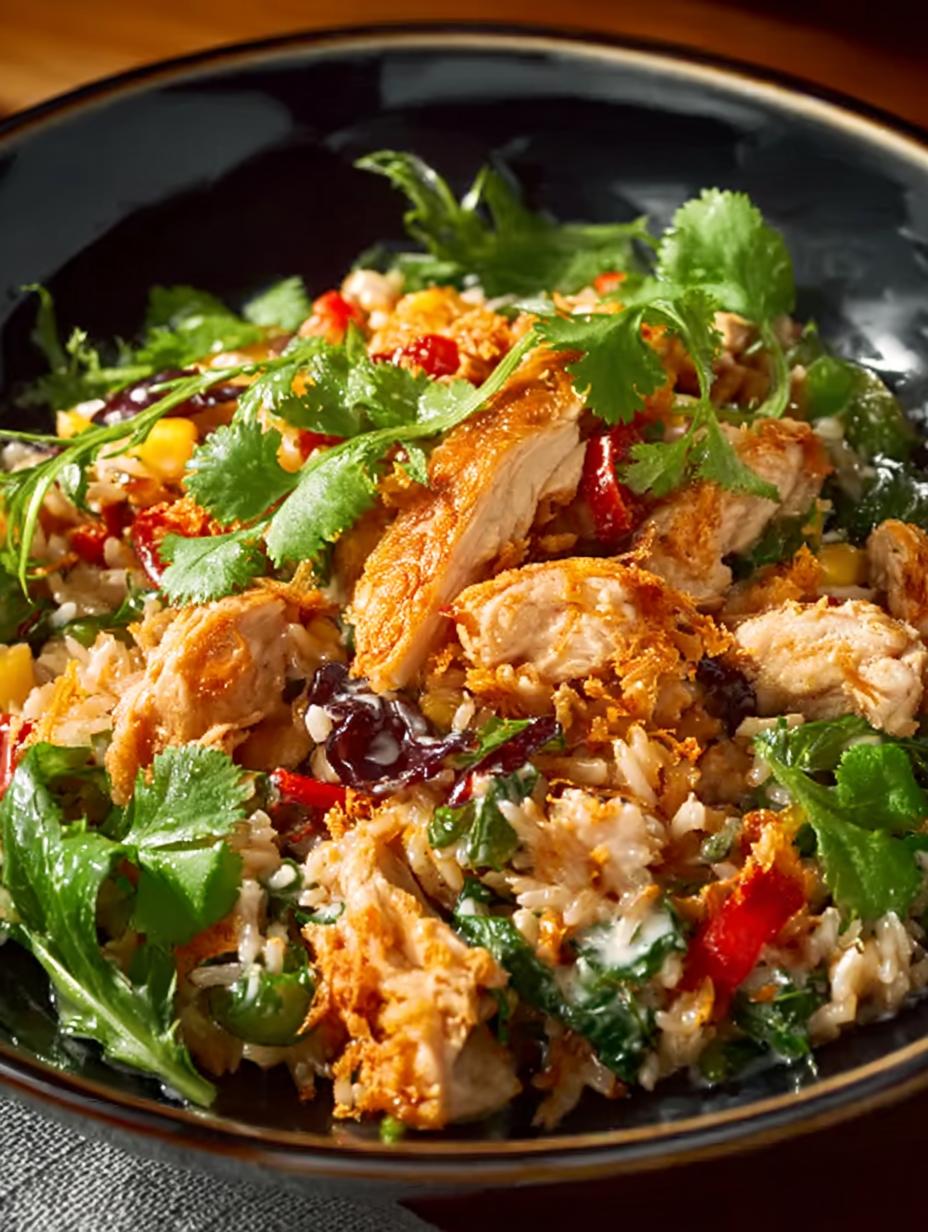 Flavorful Chicken Crispy Rice Salad with Teriyaki Twist - Chicken Crispy Rice Salad - main visual representation