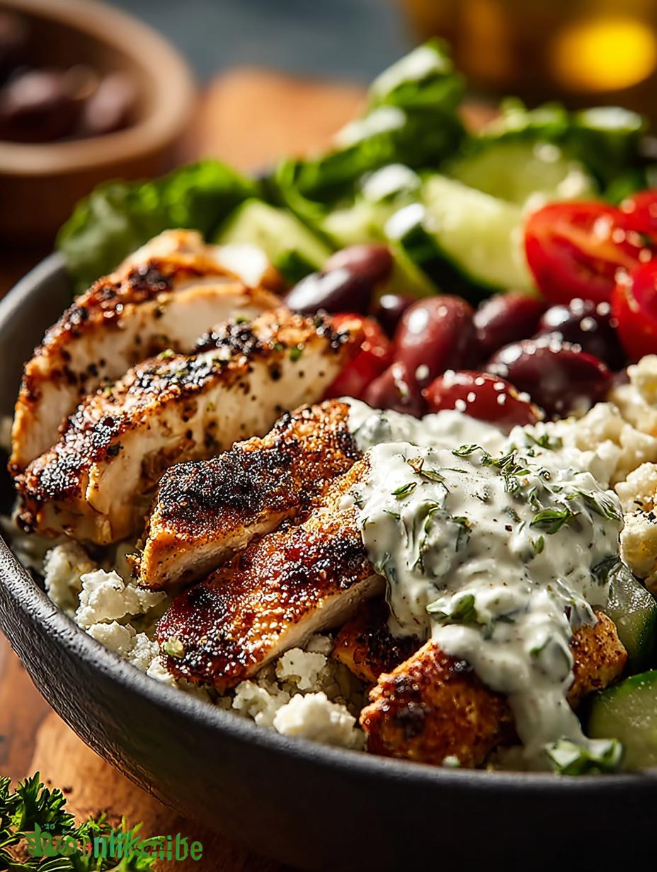Greek Chicken Bowls with Creamy Tahini Feta Sauce - Greek Chicken Bowls with - additional detail