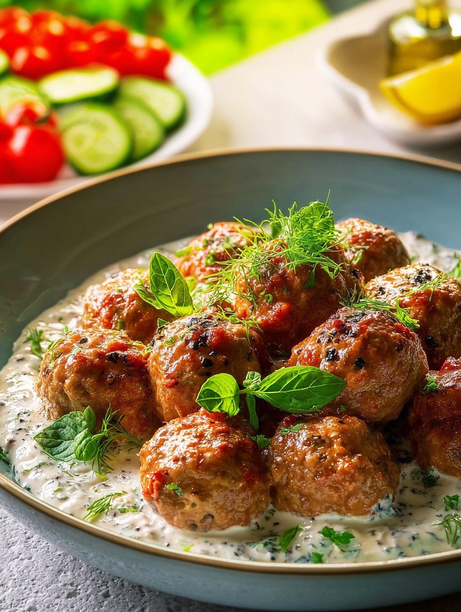 Greek Chicken Meatballs with Tzatziki Sauce Made Easy - Greek Chicken Meatballs with - main visual representation