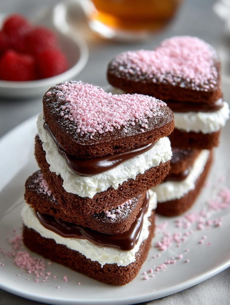 Heart Shaped Brownie Sandwiches