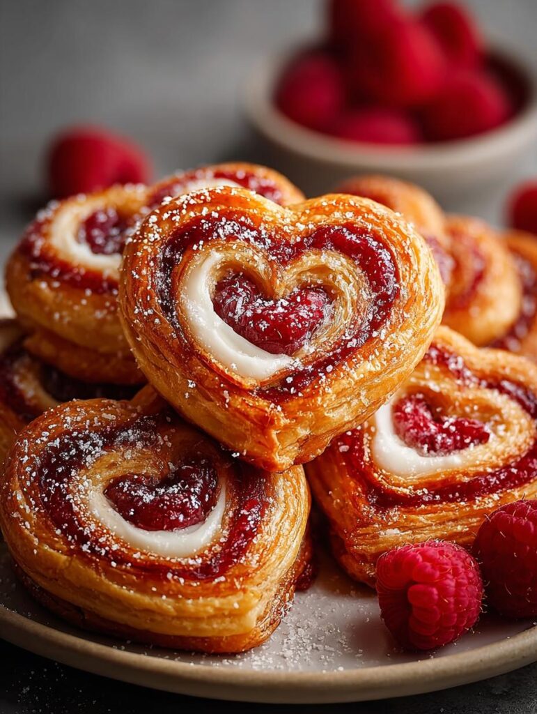 Raspberry Palmiers with White