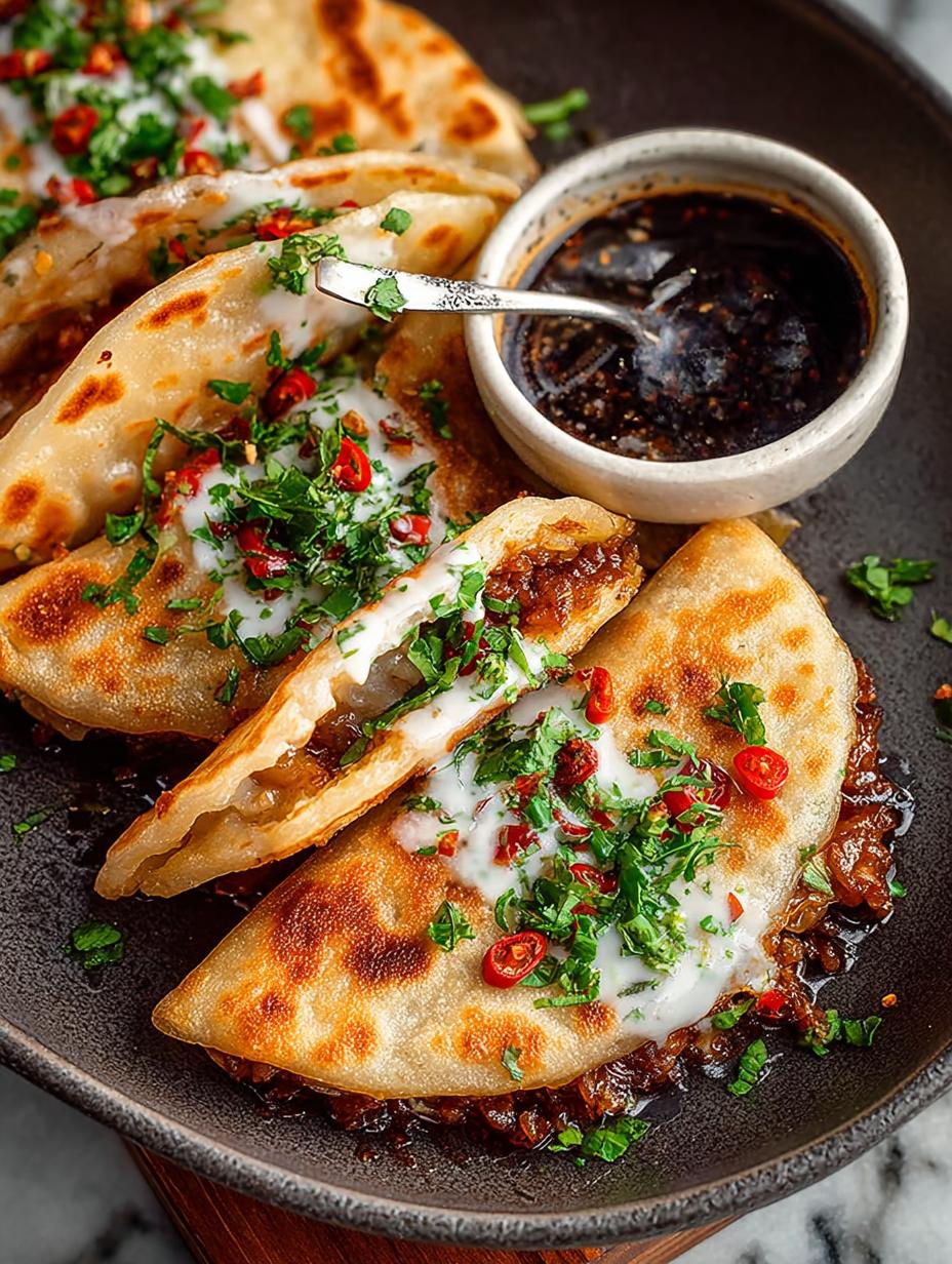 Smashed Pork Dumpling Tacos