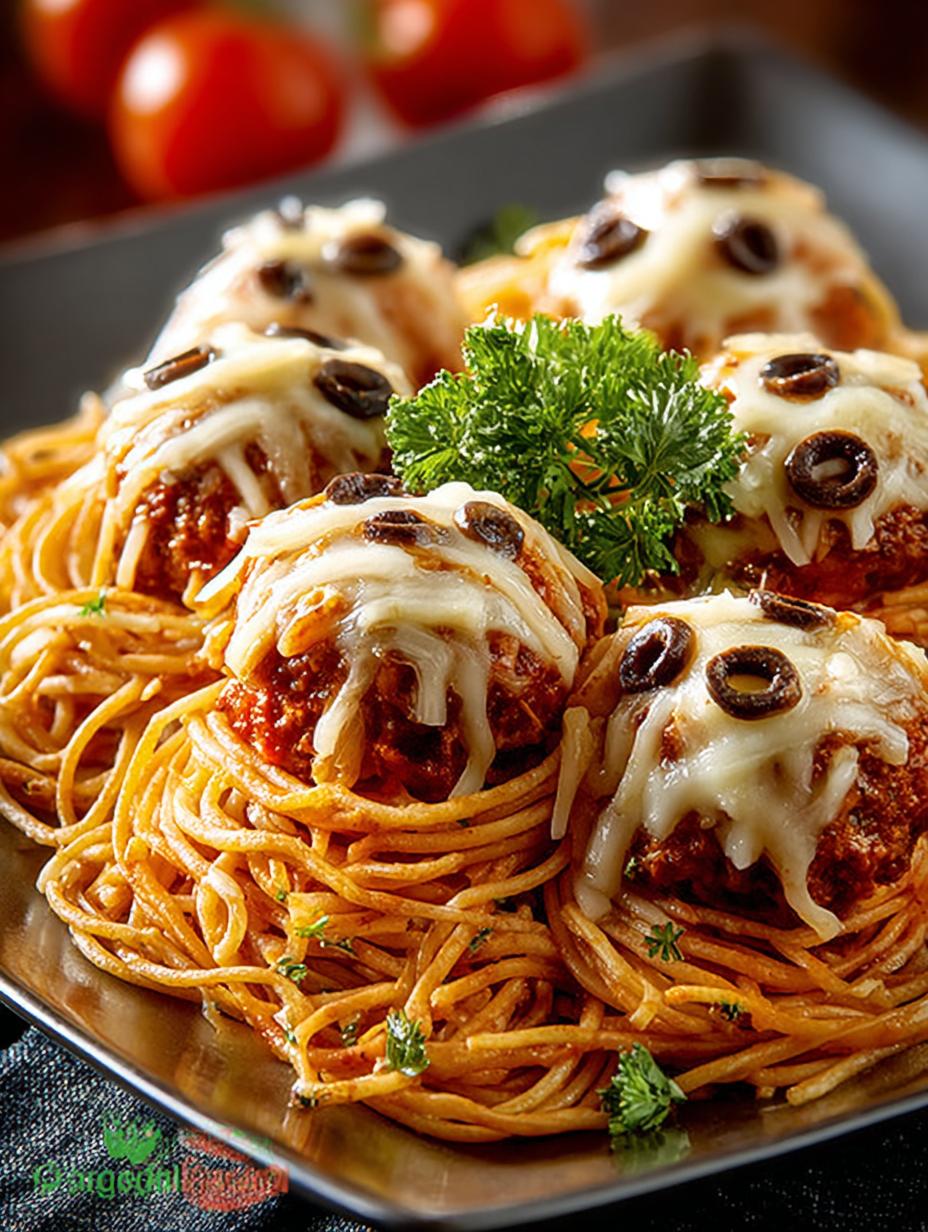 Spooky Spaghetti Cheesy Monster