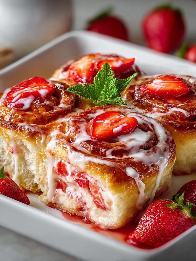 Strawberry Cheesecake Cinnamon Rolls